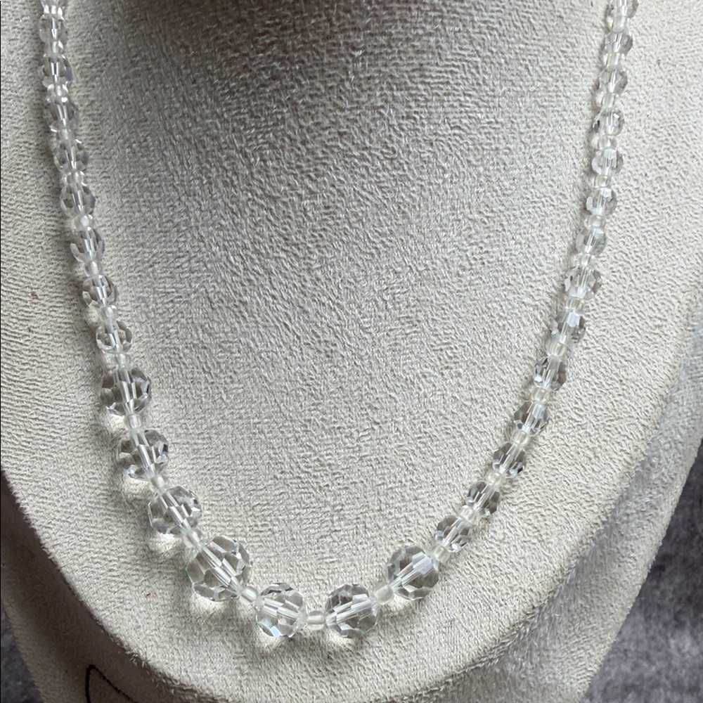 Faceted Clear Bead Necklace for Women - Classic Sparkle EB#1